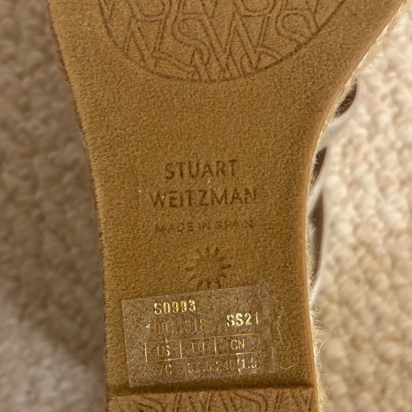 Stuart Weitzman Lilyana Espadrille Wedge Sandal Silver Metallic Heel - Picture 6 of 16